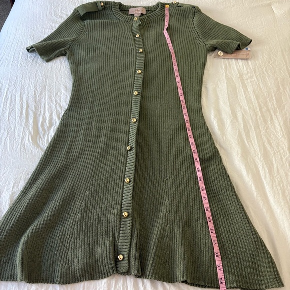 French Connection Women’s Olive Green Button-Front Knit Dress - Picture 12 of 14